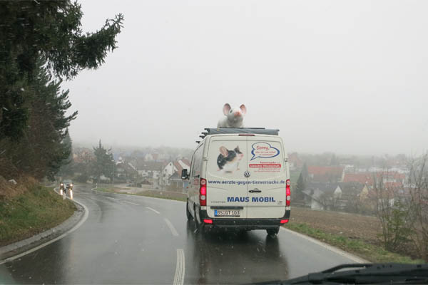 Mausmobil on Tour gegen Tierversuche